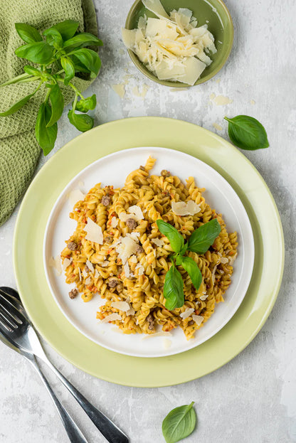 Creamy pasta with beef