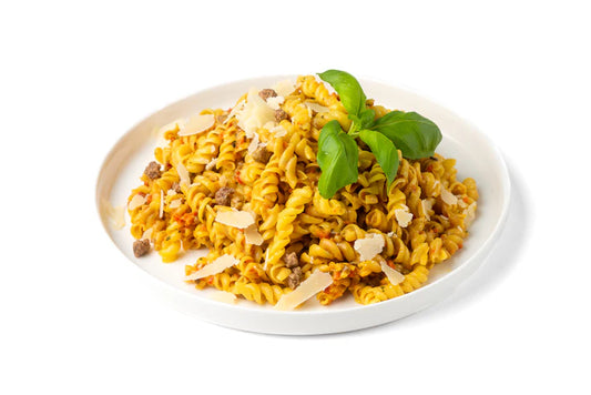 Creamy pasta with beef