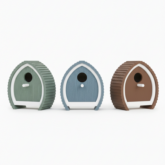 Designer Birdhouse with Perch | Easy Hang Modular Spade Shape | Modern Avian Home